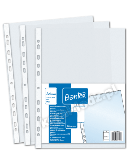 Koszulki A4 BANTEX Maxi 90mic. - 50szt. (400124957)